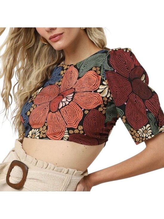FARM Rio Tops - FARM Rio Reversible Crop Top Floral Women’s Small Bem Me‎ Quer